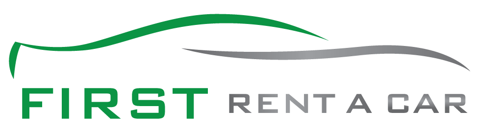 First Rent A Car logo with green and gray car outline