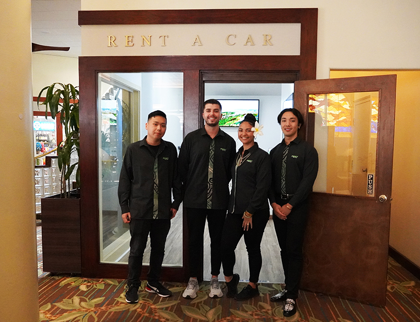 First Rent A Car Hawaii staff standing at the entrance of the Waikiki office